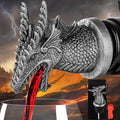 LKKCHER Dragon Head Liquor Pourers Spout for Alcohol Spirits, Dragon Gifts 2-In-1 Wine Bottle Pourer and Stopper for Men Women, Wine Accessories Gifts, Silver with Bag