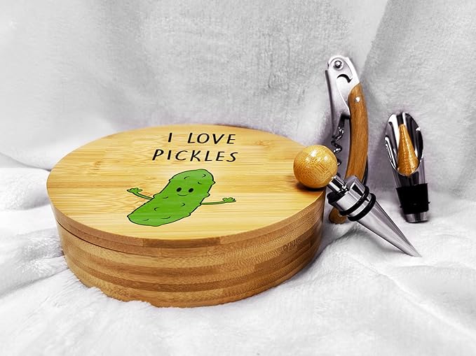 The SpreadPassion Store - I love pickles Bottle Opener Tool Set – Bamboo Made Wine Opener Set for Birthday, Anniversary, and Christmas Gift - Essential Wine Tools – Wine Opening Kit