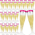 Jingmore 36 Pcs Plastic Champagne Flutes 4.5 oz Clear Disposable Wine Glasses Cocktail Cup Champagne Glass for Wedding Graduation Summer Party Favor Mimosa Bar Supplies (Hot Pink)