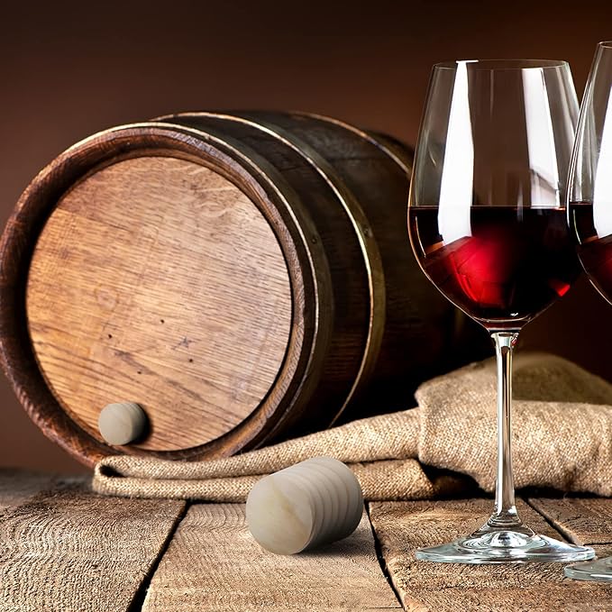Weysat 1 Pcs Wine Barrel Cork Plug Stopper 2 Inch Whiskey Barrel Bung Hole Plug Oak Wood for Whiskey Beer Bottle Crafts
