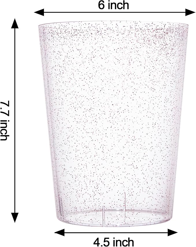 Tiawudi 12 Pack Plastic Ice Bucket For Parties, Rose Gold Glitter Clear Wine Cooler for Wedding, Good as One Large Champagne Chiller Or Classic Wine Bottle Chiller