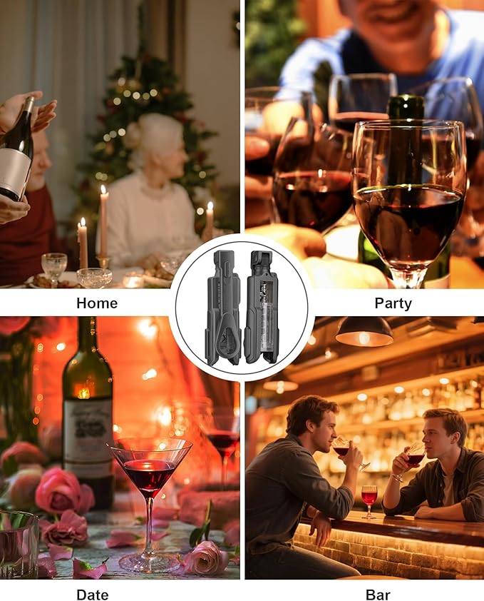 Wine Bottle Opener, Easy to Use Corkscrew Wine Opener with Foil Cutter, 6 inches - Small Travel Corkscrew for Wine Lovers, Kitchen Essentials, Black