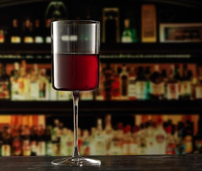 JoyJolt Claire 14oz Red Wine Glass Set, Large Wine Glasses Set of 2, Elegant Crystal Wide Rim Stemware, Modern Glasses with Stem, Made in Europe Stemmed Glassware for Unique Gifts