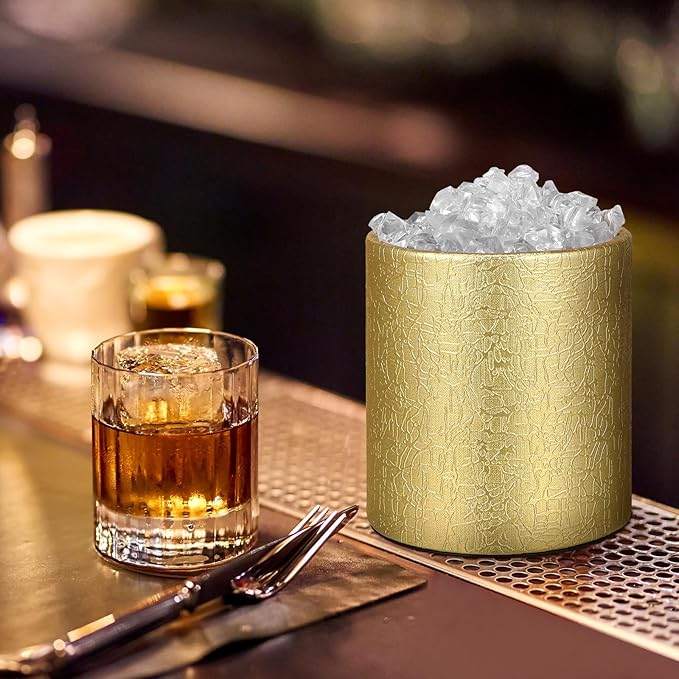 NUOBESTY Stainless Steel Ice Bucket, Sturdy Ice Cooling Bucket Portable Wine Chiller for Partyfavors, Wine Bar (golden)