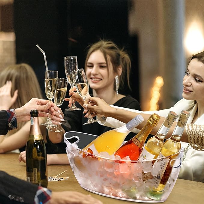 Ice Bucket for Parties 5.5L - Clear Acrylic Champagne Bucket with Scoop, Large Beverage Tub for Cocktail Bar, Wine, Beer, Soda & Drinks