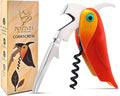 Wine Opener Waiter Corkscrew - Professional Wine Key for Servers & Bartenders with Foil Cutter - Manual Bottle Opener, Double Hinged Bird Shape 3-in-1 (Red)