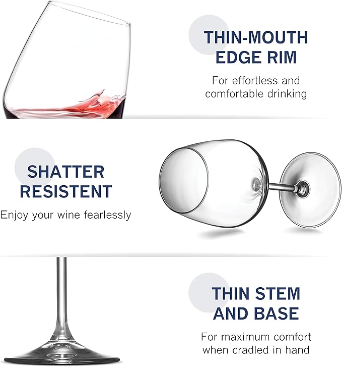Paksh Novelty Italian Red Wine Glasses - 18 Ounce - Wine Glass Clear (Set of 4)