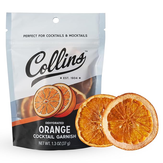 Collins Dehydrated Orange Cocktail Garnish Slices, 1.3 oz, Perfect for Old Fashioneds, Negronis, Mocktails & Desserts – Premium Drink & Food Garnish – 1.3 oz