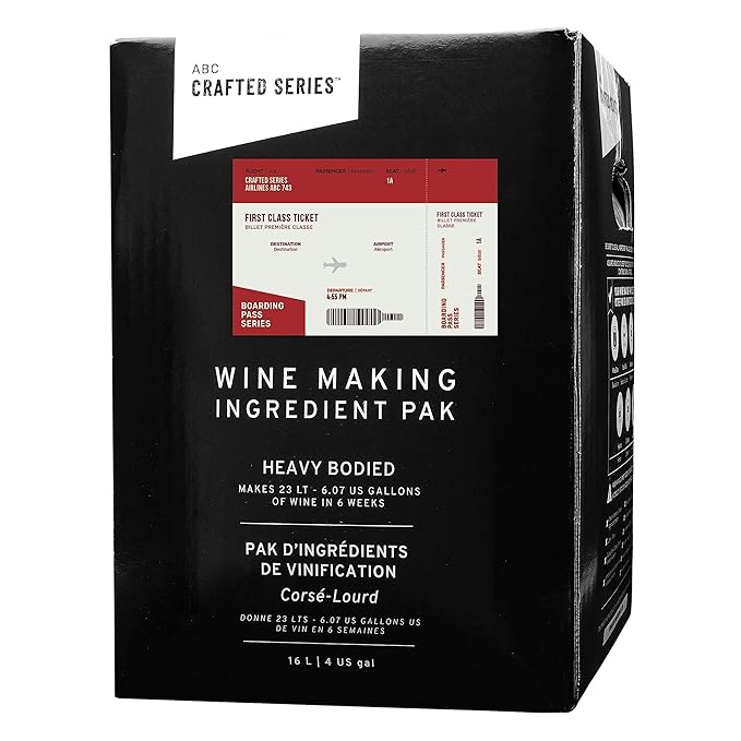 ABC Crafted Series French Bordeaux Wine Making Kit - Red Wine Home Brew Kit - Heavy-Bodied, 16 Liters, 13.5% ABV