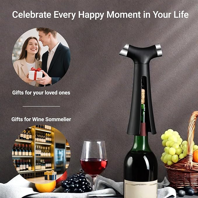 Multi-Function 4 in 1 Cork Screw Wine Bottle Opener set, FAMCHINAS Premium Wine Accessories with corkscrew, Bottle Stopper, Foil Cutter, Aerator Pourer, Thoughtful Gifts for Home, Bar & Kitchen Use