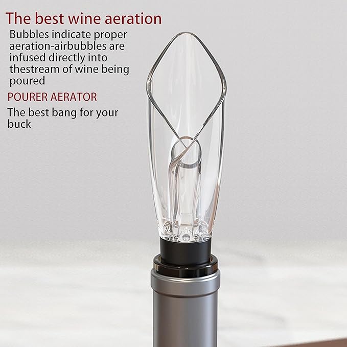 Wine Aerator Pourer -Improved Flavor & Aroma,No Drip Premium Aerating Pourer & Decanter Spout,Gifts for Wine Lovers