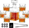 Whiskey Decanter Set for Men with 6 Whiskey Glasses, Clear Decanter Whisky Set Premium Whiskey Decanter Glass Liquor Decanter Set for Whiskey, Bourbon