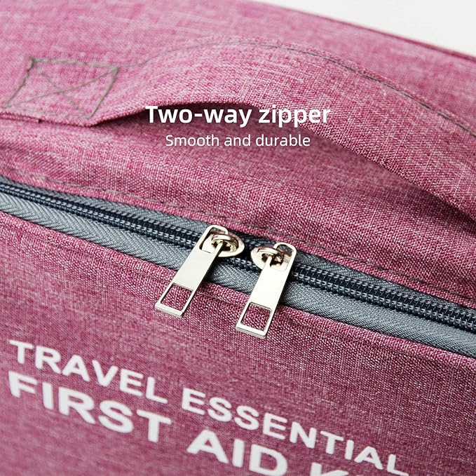 TOPASION First Aid Bags Empty, Travel Medicine Bag, Medical Supplies Organizer Bag, Portable Kit for Traveling, Car, Home, Camping, Office, Hiking, Outdoor (Cationic Purple)
