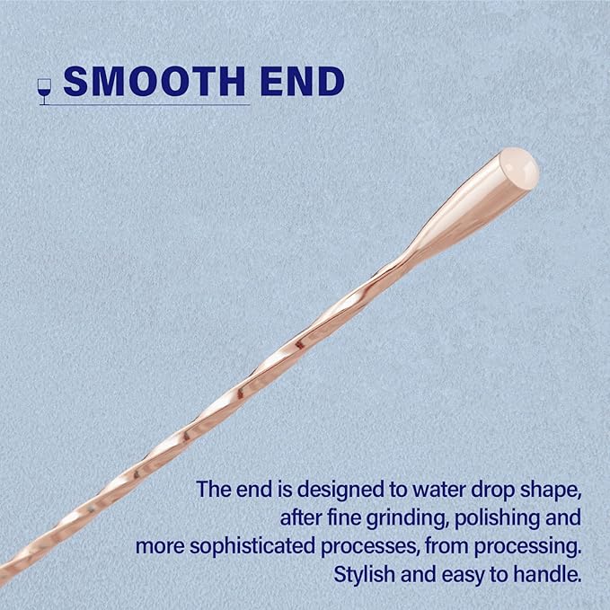 2 Pcs 12 Inches Bar Spoon, Long Handle Mixing Stirrers for Drink, Briout Stainless Steel Bar Cocktail Shaker Spoon, Rose Gold