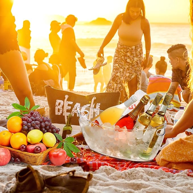 Ice Bucket for Parties 5.5L - Clear Acrylic Champagne Bucket with Scoop, Large Beverage Tub for Cocktail Bar, Wine, Beer, Soda & Drinks