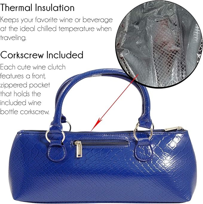 Primeware Wine Clutch Bag Thermal Insulated Wine Carrier Tote Holds Red & White 750 ml Bottle Includes Portable Waiter-Style Corkscrew