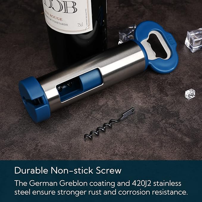 KITCHENDAO 3 in 1 Wine Bottle Opener Corkscrew with Foil Cutter, Beer Bottle Opener with Magnetic Cap Catcher, Works Easily Like Electric Opener, Wine Corkscrew, Gifts for Men and Women