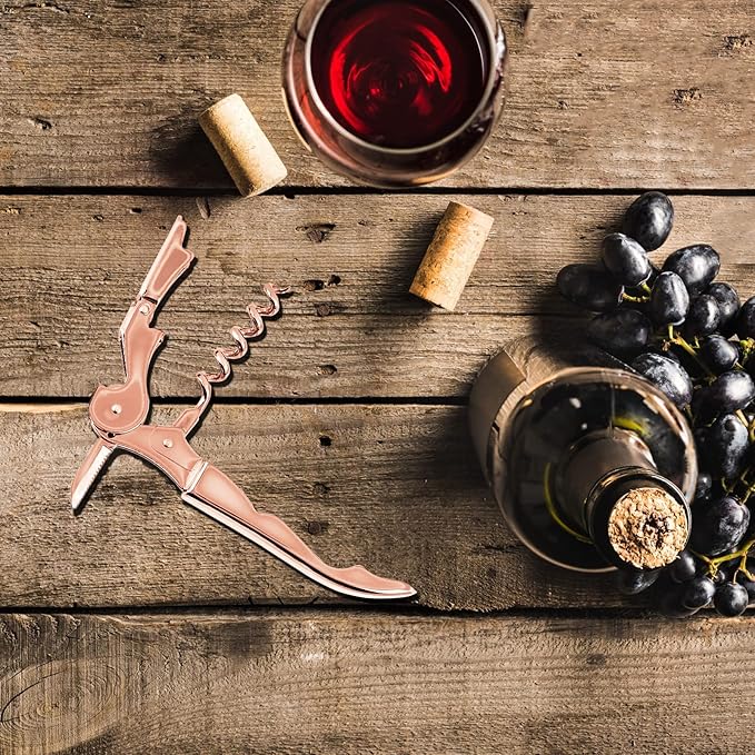 Mirage Corkscrews Wine Key Double Hinge Wine Opener Waiter Corkscrews 2PCS Rose Gold + Rainbow