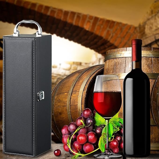 Bottle Wine Carrier,Leather Wine Gift Boxes ,for Wedding, Anniversary,Travel, Restaurant, Party, Gifts for Wine Lovers , Storage Box for Home Bar Wine Collection With 4pcs Wine Accessories Set（black）