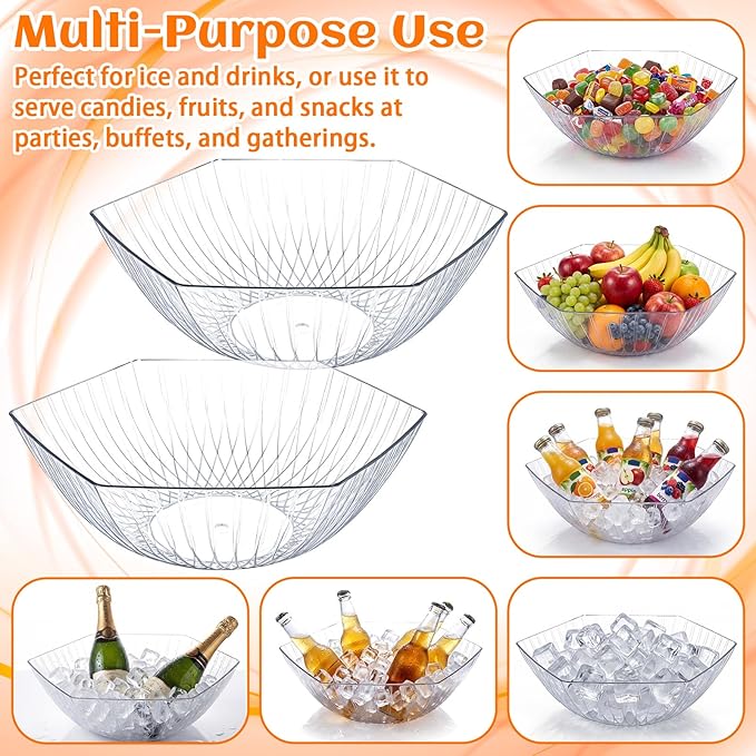 Novabright 6 Pcs 3L Ice Buckets for Parties with Scoops and Tongs Acrylic Champagne Beer Chiller Tub Beverage Wine Bucket for Mimosa Cocktail Bar, Chiller Bin and Events
