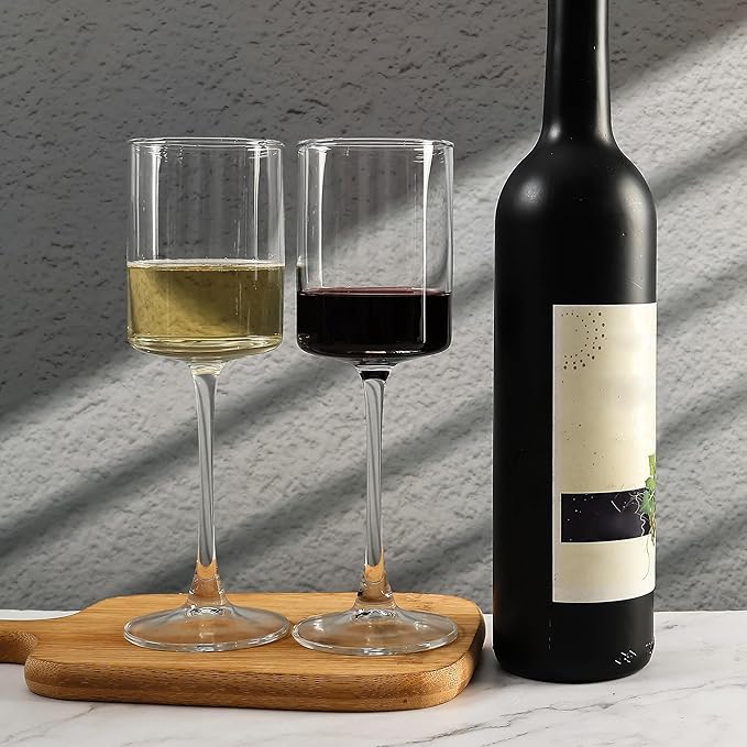 Square Wine Glasses Set of 12,10oz Large Champagne Flute, Square Unique White & Red Wine Goblets, Dishwasher-safe Clear (12)