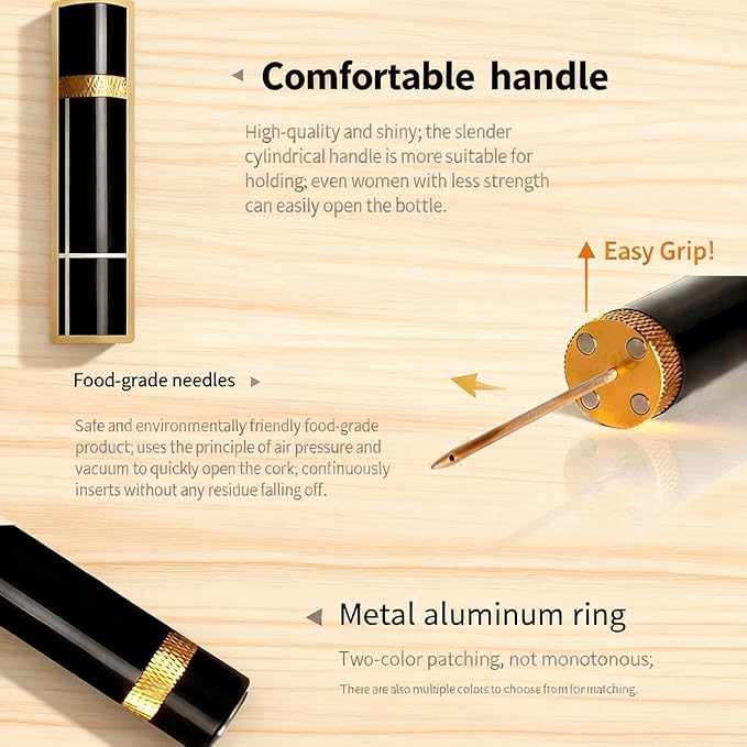 Aeropop Wine Opener, Loritia Arropop Wine Opener, Aero Pop Wines Openers, Needle Type Wines Bottle Openers, Travel Portable Pocket Air Pressure Pump Bottle Open (Golden+Red)