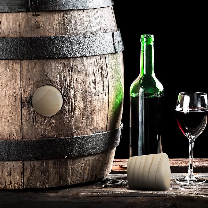 Weysat 1 Pcs Wine Barrel Cork Plug Stopper 2 Inch Whiskey Barrel Bung Hole Plug Oak Wood for Whiskey Beer Bottle Crafts