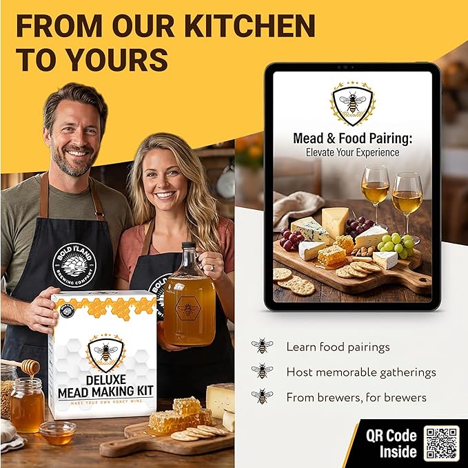 Complete Mead Making Kit for Beginners with Premium Yeast and Ingredients – Home Brewing Starter Kit – Includes 1 Gallon Carboy - Alcohol Hydrometer – Auto Siphon – Airlock - How to Guide