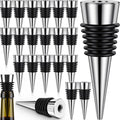 20 Pack Stainless Steel Wine Stoppers for Wine Bottles, Beverage Reusable Vacuum Champagne Bottle Corks Accessories Tapered Storage Craft Art DIY for Kitchen, Bar, Gifts, Holiday Party, Wedding