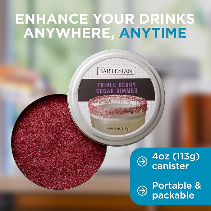 Bartesian Pink Himalayan Margarita Cocktail Glass Rimmer - Margaritas Cocktails Flavored Salty Rimming Garnish for Bar Drink Glasses - Professional Home Bartending Mixology Supplies