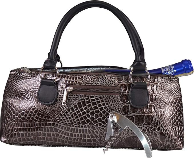 Primeware Wine Clutch Bag (Thermal Insulated) Trendy Women’s Carry Tote | Holds Red & White 750mL Bottles | Trendy Fashion | Incl. Portable Waiter-Style Corkscrew