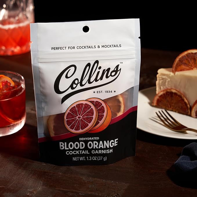 Collins Dehydrated Blood Orange Cocktail Garnish Slices, 1.3 oz – Perfect for Negronis, Margaritas, Mocktails & Desserts – Premium Drink & Food Garnish – 1.3 oz
