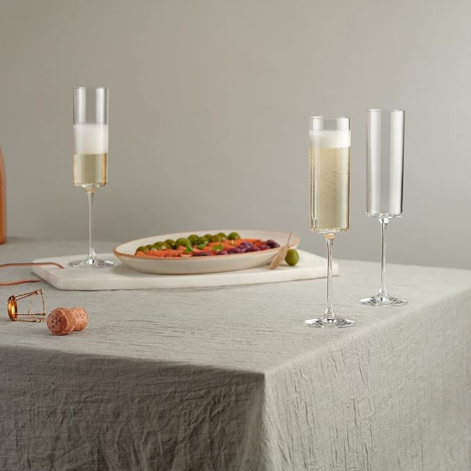BENETI Square Wine Glasses (6 Ounce (Champagne Glasses))
