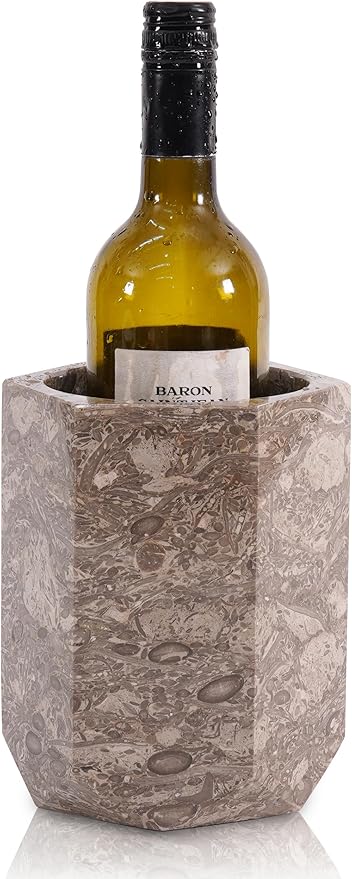 Radicaln Marble Wine Chiller Bucket 6.5 Inch Oceanic 750ml Wine Bottle Cooler & Champagne Chiller, Ice-Free Wine Cooler for Bar Cart, Kitchen Decor, Gift for Wine Lovers, Wedding & Housewarming Gift