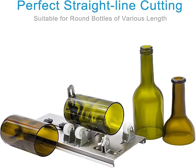 Glass Bottle Cutter, Upgraded Bottle Cutting Tool Kit, DIY Machine for Cutting Wine, Beer, Liquor, Whiskey, Alcohol, Champagne, Upgraded Precision Cutting for Round Glass Bottles