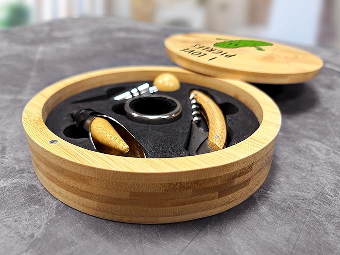 The SpreadPassion Store - I love pickles Bottle Opener Tool Set – Bamboo Made Wine Opener Set for Birthday, Anniversary, and Christmas Gift - Essential Wine Tools – Wine Opening Kit