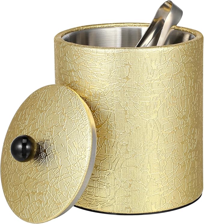 NUOBESTY Stainless Steel Ice Bucket, Sturdy Ice Cooling Bucket Portable Wine Chiller for Partyfavors, Wine Bar (golden)
