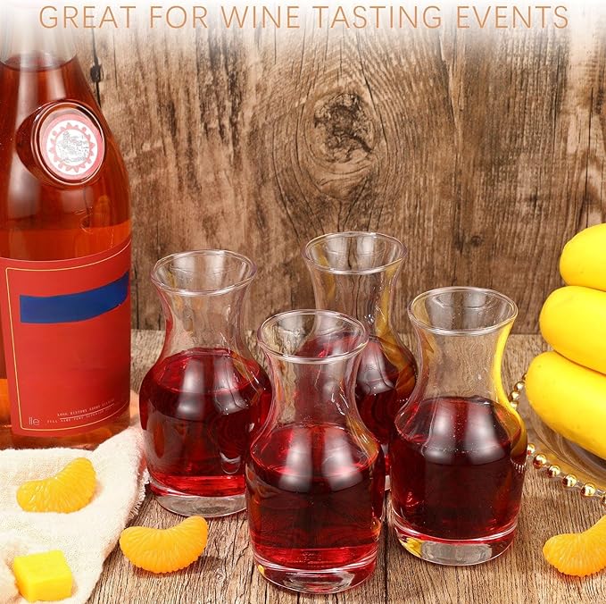 Remagr 6 Pack Single Serving Wine Carafe Glass Small Mini Carafe Individual Wine Refill Decanter for Dinner Parties Tastings Bars Restaurants (6.5 oz)