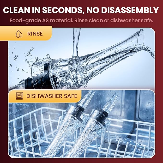 Wine Aerator Pourer, 2 Pack Drip-Free Wine Aerator, Instant Aeration No Spill Pourer, Wine Decanter Alternative, Universal Fit Wine Bottles, Food Grade Easy Clean