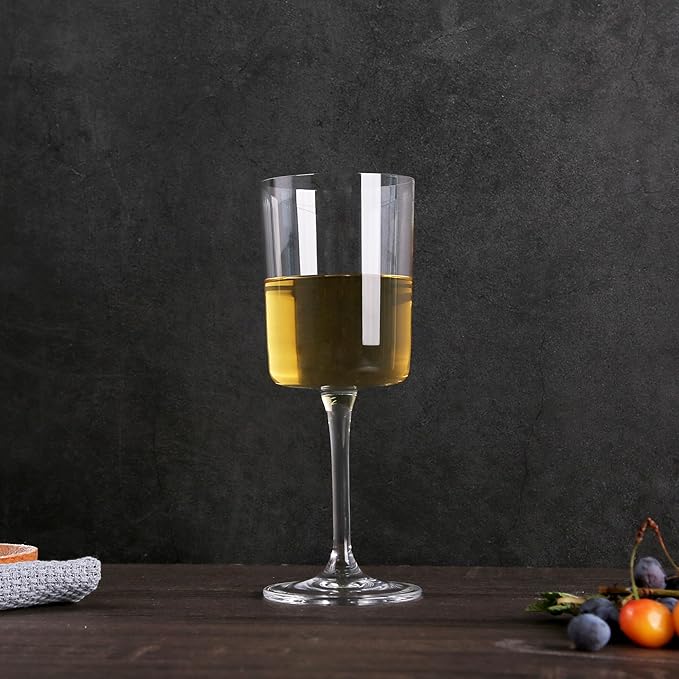 White Wine Glasses, Set of 2 Crystal Wine Glasses, 12 OZ Cylinder Housewarming/Wedding Gifts