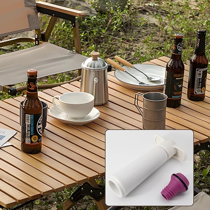 4 Pcs Wine Stoppers, Reusable Preserver Vacuum Pump, Wine Saver Vacuum Pump for Kitchen, Office, Home and Parties(Purple)