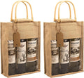 DIWNELEM 2 Pack Burlap Gift Bags with Window - Jute Wine Bags for Wedding, Parties, Birthdays, Christmas & Holidays