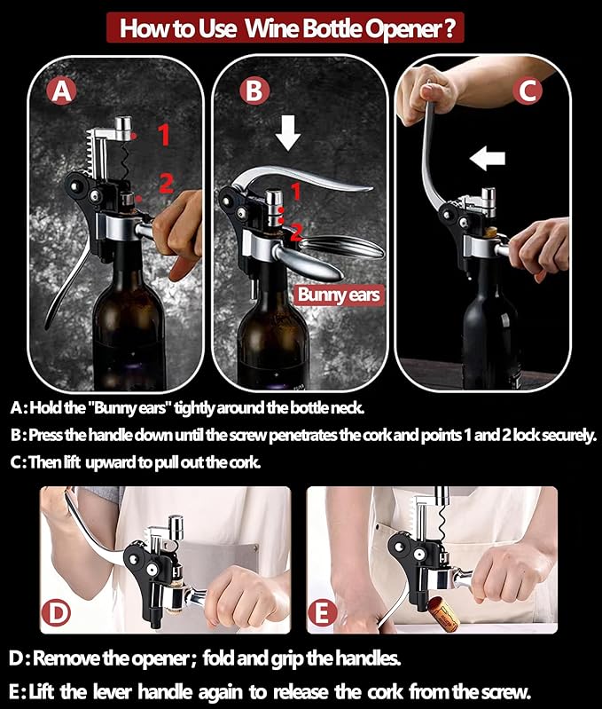Wine Bottle Opener Corkscrew Gift Set, 8 Pieces Manual Corkscrews Wine Opener with Classic Wooden Box, Stainless Steel Wine Opener kit Wedding Birthday Gifts for Wine Lovers