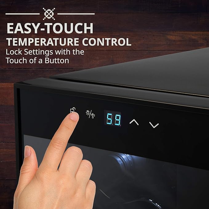 Ivation 28 Bottle Compressor Wine Cooler Refrigerator w/Lock | Large Freestanding Wine Cellar For Red, White, Champagne or Sparkling Wine | 41f-64f Digital Temperature Control Fridge Glass Door Black