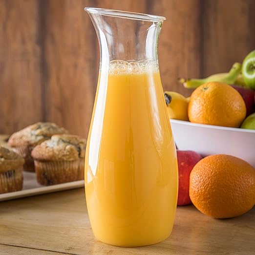 Carlisle FoodService Products Cascata Carafe, Glass Look Pitcher for Cold Drinks,1L, 12 Count, Clear