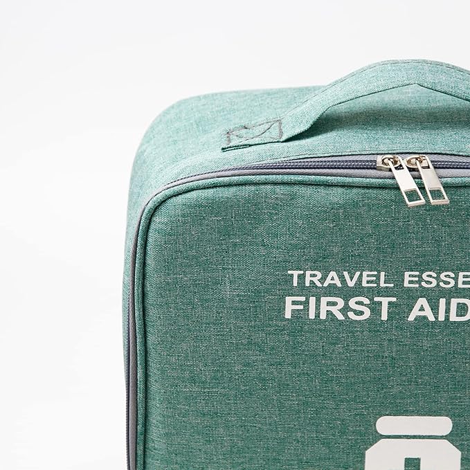 TOPASION Empty First Aid Bags, Travel Medicine Bag, Medical Supplies Organizer Bag, Portable Kit for Traveling, Car, Home, Camping, Office, Hiking, Outdoor (Cationic Green)
