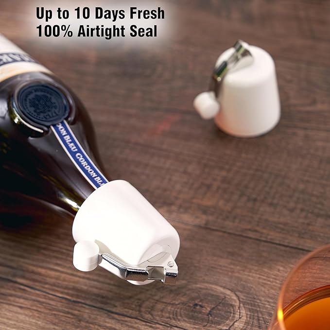 Wine Stopper 2Pack–Airtight Seal Keeps Wine Fresh for Up to 10 Days, Reusable Leakproof Bottle Stoppers for Red/White/Rosé Standard Bottles, Ideal Wine Saver Gift Set for Home, Bar&Party, White