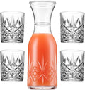 Godinger Carafe Pitcher and Drinking Glasses Set, Acrylic Shatterproof Water Pitcher Wine Decanter with 4 Wine Glasses Tumbler Cups - Dublin Collection