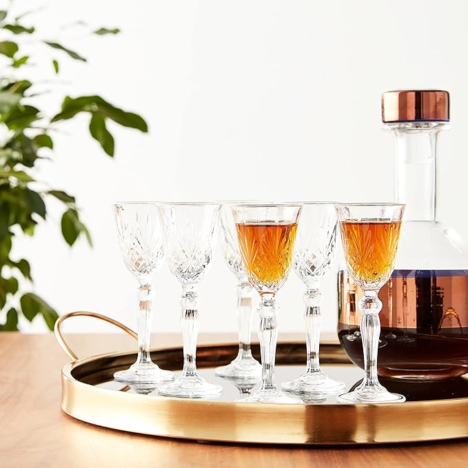 Lorren Home Trends Crystal Melodia Collection Liquor Glass Set (Pack of 6)