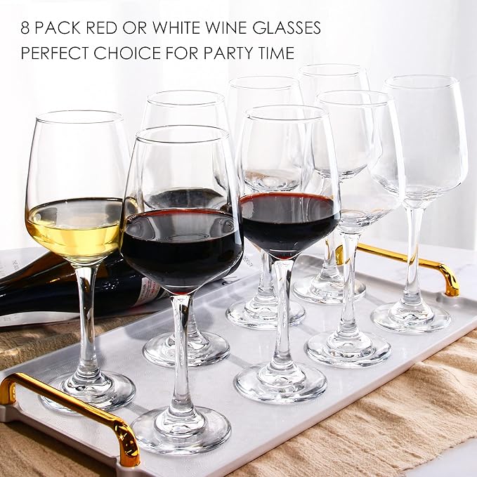 YANGNAY Wine Glasses Set of 8, 12 Oz Classic Red or White Wine Glass with Stem, Perfect for Home, Restaurant Use, Dishwasher Safe